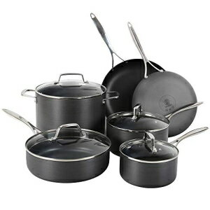 楽天GlomarketOthello CH-CO6 10-Piece Hard-Anodized Pots and Pans Cookware Set, Black
