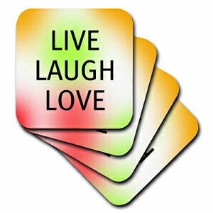 3dRose LLCパステルライブ笑い愛インスピレーションアートコースター、ソフト、8個セット 3dRose LLC Pastel Live Laugh Love Inspirational Art Coaster, Soft, Set of 8