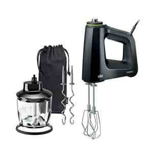 ブラウン Braun Electric Hand Mixer, 9-Speed, 350W, Lightweight with Soft Anti-Slip Handle, Accessories to Beat & Whisk (Multi-Whisk), Dough Hooks to Knead & 2-Cup Chopper + Storage Bag, MultiMix 5, HM5130