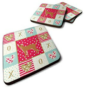 LC̕CK5539FCbhArVjALbgutH[4R[X^[ZbgA}`J[ Caroline's Treasures CK5539FC Red Abyssinian Cat Love Foam Set of 4 Coasters, Multicolor