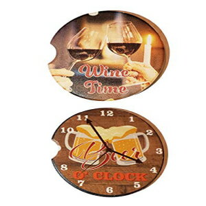 Sonoran Souvenirs Car Coasters Water Absorbent Ceramic Small 2.56 Pack of 2 Assorted Design Coasters for Cupholder 2 pcs/lot Wine o Clock 