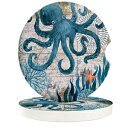 Ԃ̈ݕR[X^[2pbN^RCmqCe[}ɂzZ~bNXg[gR[X^[̃ZbgJbvz_[ȒPɎO߂̃tBK[mb`t Vandarllin Car Drinks Coasters Set of 2 Pack Octopus Ocean Animal Nautical