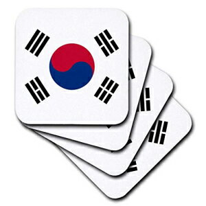 3dRose CST_158435_1大韓民国の国旗韓国白赤青テグクサークルブラックトライグラムタイジ陰陽テグクギソフトコースター、4個セット 3dRose CST_158435_1 Flag of South Korea Korean White Red Blue Taegeuk Circle Black Trigrams Taiji Yinyang Taegeukg