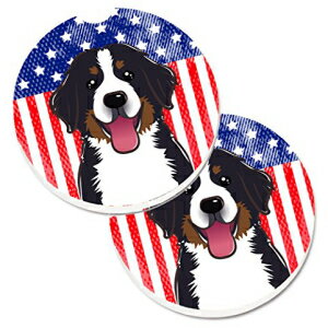 LC̕BB2167CARCAJƃo[j[Y}EehbO2Jbvz_[J[R[X^[̃ZbgA^A}`J[ Caroline's Treasures BB2167CARC American Flag and Bernese Mountain Dog Set of 2 Cup Holder Car Coasters, Large