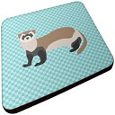 キャロラインの宝物フェレットブルーチェック装飾コースター、3.5、マルチカラー Caroline's Treasures Ferret Blue Check Decorative Coasters, 3.5, Multicolor