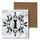 SJT ENTERPRISES, INC. Initial/Letter Marble Texture Coasters -I Absorbent Stone Coasters, 4-inch (4-Pack) (SJT96814) SJT ENTERPRISES, INC. Initial/Letter Marble Texture Coasters -I Absorbent Stone Coasters, 4-inch (4-Pac