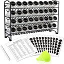 Black, SWOMMOLY Spice Rack Organizer with 36 Empty Square Spice Jars, 396 Spice Labels with Chalk Marker and Funnel Complete Set, for Countertop, Cabinet or Wall Mount