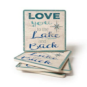 CoasterStone Absorbent Coaster Drinks Love You to The Lake and Back, 4.25 Inches Wide, Set of Four