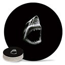 シャークのセット Drink Coasters Absorbent Natural Ceramic Stone Bar Coasters Set of 4 - Cool Shark Animal Pattern Black Cup Mat with Cork Backing, Housewarming Gifts for Home Kitchen Decorations Fantasy Staring Drink Coasters Absorbent Na