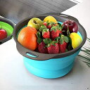 折りたたみ式ザルセット-野菜と果物用の丸型収納メッシュストレーナー（2個）（青） Kitchz Collapsible Colander Set - Round Storage Mesh Strainer for vegetables and fruits (2 Pcs) (BLUE)