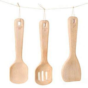 キッチン木製スプーンミキシングベーキングサービング器具パペット12インチ-3個セット ROUNDSQUARE Kitchen Wooden Spoons Mixing Baking Serving Utensils Puppets 12 inch - set of 3