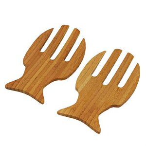サラダパスタサーバー木製ハンドセット2個入り Starfish Salad Pasta Server Wooden Hands Set of 2