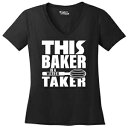 fB[XVlbNTVc̃xCJ[̓EBXNeCJ[ubNSł Comical Shirt Ladies V-Neck Tee This Baker is A Whisk Taker Black S