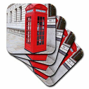 3dRose cst_56177_1ロンドンの有名な赤い電話ブース-ソフトコースター、4個セット 3dRose cst_56177_1 London's Famous Red Phone Booths-Soft Coasters, Set of 4