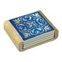 CounterArtスペインタイル-木製ホルダーの青い吸収性コースター、4個セット CounterArt Spanish Tiles-Blue Absorbent Coasters in Wooden Holder, Set of 4