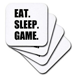 3dRose cst_180406_1 Eat SleepGame-ゲーマー向けの楽しいギフト-ブラックテキスト-ビデオプロゲーマー-ソフトコースター 4個セット 3dRose cst_180406_1 Eat Sleep Game-Fun Gifts for Gamers-Black Text-Video Pro-Gamer-Soft Coasters, Set of 4
