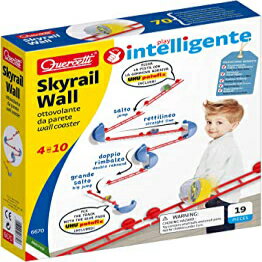 Quercetti - Skyrail Wall Coaster - Marble Run Set Turns Your Wall into a Roller Coaster (6570)