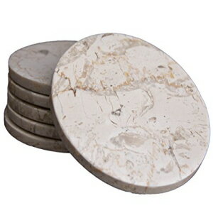 CraftsOfEgypt 4個セット-ホワイトマーブルストーンコースター–ポリッシュコースター–直径3.5インチ（9 cm）–ドリンクリングからの保護 CraftsOfEgypt Set of 4 - White Marble Stone Coasters – Polished Coasters – 3.5 Inches (9 cm) in Diam