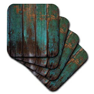 3D[YeB[fBXgXgJg[EbhGtFNg\tgR[X^[A}`J[ 3dRose 3D Rose Teal Distressed Country Wood Effect Soft Coasters, Multicolor