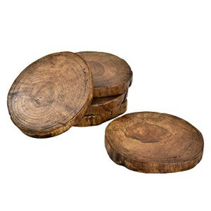 AeraVida`[NEbhi`c[o[NR[X^[5Zbg AeraVida Teak Wood Natural Tree Bark Coaster Set of 5