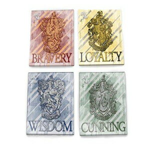 ϥ꡼ݥå饹å-ۥˡѳع-åۥ° Trend Setters Harry Potter Glass Coaster Set - Hogwarts House Crests - Comes with Stylish Wooden Holder