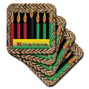 3dRose CST_26966_1クワンザソフトコースターのキャンドル、4個セット 3dRose CST_26966_1 Candles of Kwanzaa Soft Coasters, Set of 4