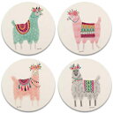 CoasterStone AS947 4つのコースター、ワンサイズ、マルチカラーの素敵なラマセット CoasterStone AS947 Lovely Llamas Set of 4 Coasters, One Size, Multicolored