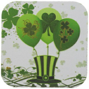 3dRose CST_79423_1 Green St. Patricks Dayバルーン クローバー シルクハットがアイルランドのお祝いにこのお祭りのデザインを作ります-ソフトコースター 4個セット 3dRose CST_79423_1 Green St. Patricks Day Balloons, Clovers and Top Hat Make T