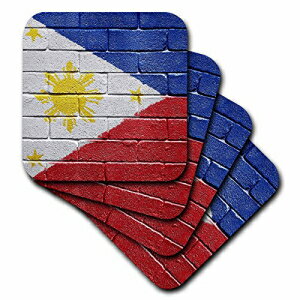3dRose cst_156968_3レンガの壁に描かれたフィリピンの国旗フィリピン-セラミックタイルコースター、4個セット 3dRose cst_156968_3 National Flag of Philippines Painted Onto a Brick Wall Filipino-Ceramic Tile Coasters, Set of 4