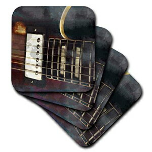 3dRose cst_164294_1ギターのグランジ背景-ソフトコースター、4個セット 3dRose cst_164294_1 Guitar Grunged Background-Soft Coasters, Set of 4