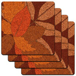 秋の葉感謝祭の収穫ロープロファイルコルクコースターセット Graphics and More Fall Leaves Thanksgiving Harvest Low Profile Cork Coaster Set