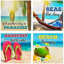 J[\R[X^[XNGA4s[XTfBr[`̉Ƃ̑ Carson Coaster Square 4 Piece Sandy Beach Home Decor