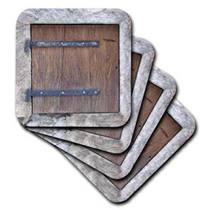 3dRose木製中世スタイルトラップドア写真プリント-風変わりなユーモア-珍しい奇妙なユーモラスな楽しみおかしい-セラミックタイルコースター、4個セット（CST_157619_3） 3dRose Wooden Medieval Style Trap Door Photo Print - Offbeat Humor - Unusual Bizar