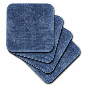 3dRoseブルーの世界のアンティークマップ-ソフトコースター、4個セット（cst_159367_1） 3dRose An Antique Map Of The World In Blue - Soft Coasters, set of 4 (cst_159367_1)