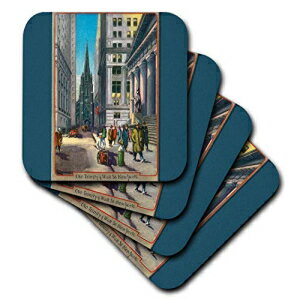 3dRose Old Trinity and Wall Street New York City-ソフトコースター、4個セット（cst_170143_1） 3dRose Old Trinity and Wall Street New York City - Soft Coasters, set of 4 (cst_170143_1)