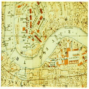 3dRose cst_80383_3テムズ川Nロンドンセラミックタイルコースターの古い地図、4個セット 3dRose cst_80383_3 Old Map of The River Thames N London Ceramic Tile Coasters, Set of 4