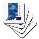 3dRose CST_185103_1ƌS̒n}CfBAiB̌S̃xtAFt̃\tgR[X^[A4Zbg 3dRose CST_185103_1 Flag and County Map The State of Indiana Counties Labeled, Colored Soft Coasters, Set of 4