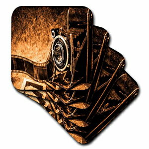 アンティークフィルムとカメラの3dRoseプリント-ソフトコースター、8個セット（CST_203831_2） 3dRose Print of Antique Film and Camera - Soft Coasters, Set of 8 (CST_203831_2)