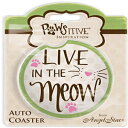 Angelstar 13485 Live In The Meow Pawsitive Absorbent Auto Coaster、2-3 / 4 