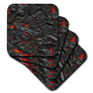 ΂̏_炩R[X^[AF̗ñN[YAbv3D[Y摜 3dRose 3D Rose Image of Close Up of Lava Rock On Fire Soft Coasters, Multicolor