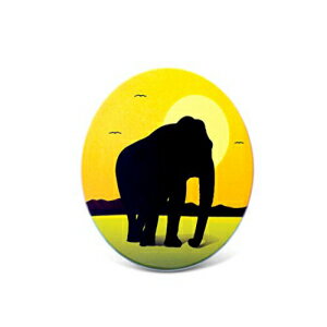 CoTaグローバルエレファントシルエットセラミックコースター、4インチの複雑で細心の注意を払ったディテールアート手作りの装飾ガラスプレートノベルティガラス製品コースター野生動物をテーマにしたホーム＆キッチンアクセサリー CoTa Global Elephant Silhouette Cera