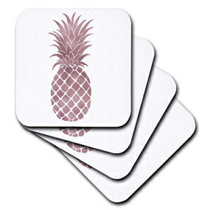 3dRose Picturing Rose Gold Pineapple Soft Coasters