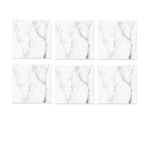 プリントマーブルカララセラミックコースター6個セット4 "x 4" Harman Set of 6 Printed Marble Carrara Ceramic Coasters 4" x 4"