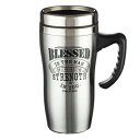 jĂ̂͒j̎84F5XeX̊Wƃnht̃gx}Oi16IX̓dǐ^fMR[q[Jbvj Christian Art Gifts Blessed Is The Man Psalm 84:5 Stainless Steel Travel Mug with Lid and Handle (16 Oz Double-Wall