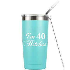 彼女の女性のための面白い40歳の誕生日プレゼント ふた付きの20オンスのステンレス鋼の絶縁マグタンブラーカップ MASGALACC Funny 40th Birthday Gifts for Women Her, 20 oz Stainless Steel Insulated Mug Tumbler Cup with Lid