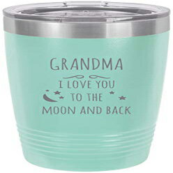おばあちゃん-私はあなたを月と背中に愛していますステンレス鋼の刻まれた絶縁タンブラー20オンストラベルコーヒーマグ、ティール CustomGiftsNow Grandma - I love you to the Moon and Back Stainless Steel Engraved Insulated Tumbler 20 Oz Travel