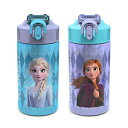 Zak Designs Disney Frozen 2 Kids Water Bottle Set with Reusable Straws and Built in Carrying Loops, Made of Plastic, Leak-Proof Water Bottle Designs (Elsa Anna, 16 oz, BPA-Free, 2pc Set)