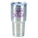 女の子はコーヒーとイエスで走る30オンスのステンレス鋼の旅行コーヒーマグカップ Dicksons Girl Runs On Coffee Jesus 30 Ounce Stainless Steel Travel Coffee Mug With Lid