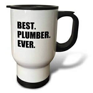 3dRose Best Plumber Ever, Fun Plumbing Job Appreciation Gift, Black Text, Travel Mug, 14-Ounce, Stainless Steel