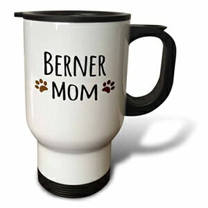 3dRose tm_154073_1" Berner Mom Bernese Mountain Dog Doggie by Breed Brown Muddy Paw Prints Doggy Lover Pet Owner" Travel Mug, 14 oz, Multicolor